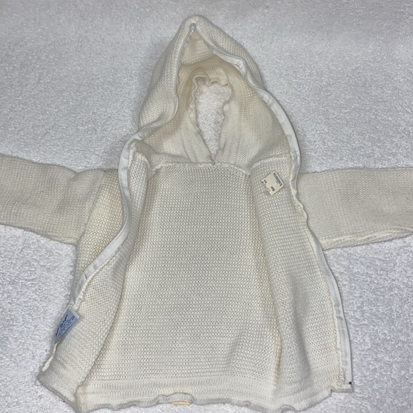 NWT Vintage Julius Berger acrylic knit zip back hooded sweater unisex 24m - Picture 7 of 8